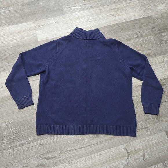 Lauren Ralph Lauren Navy Blue Quarter Zip Gold Embroidered Crest Logo Sweater - Picture 3 of 12